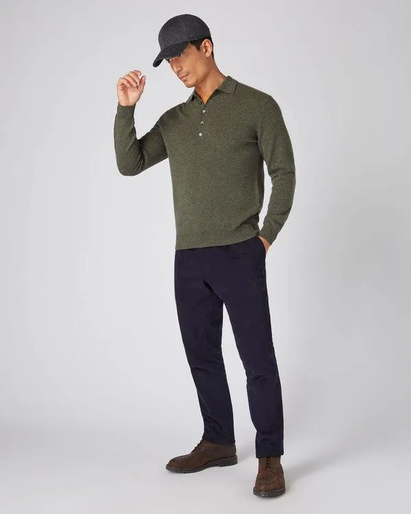 Men Men039s Button Cashmere Polo ShirtIn Moss Green Moss Green NPeal Polos and Tshirts
