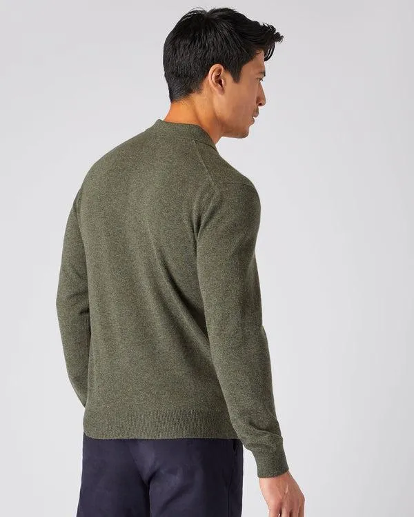Men Men039s Button Cashmere Polo ShirtIn Moss Green Moss Green NPeal Polos and Tshirts