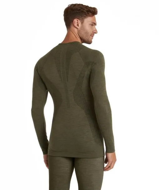 Men Men Long Sleeve Shirt WoolTech Olive FALKE Long Sleeve Shirts