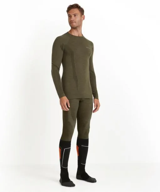 Men Men Long Sleeve Shirt WoolTech Olive FALKE Long Sleeve Shirts