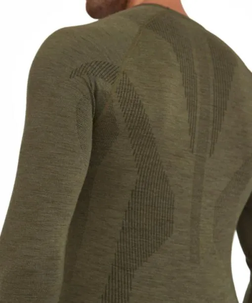 Men Men Long Sleeve Shirt WoolTech Olive FALKE Long Sleeve Shirts