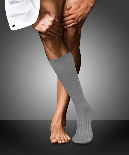 Men No 13 Finest Piuma Cotton Men Kneehigh Socks Mgrey Mel FALKE Knee High Socks