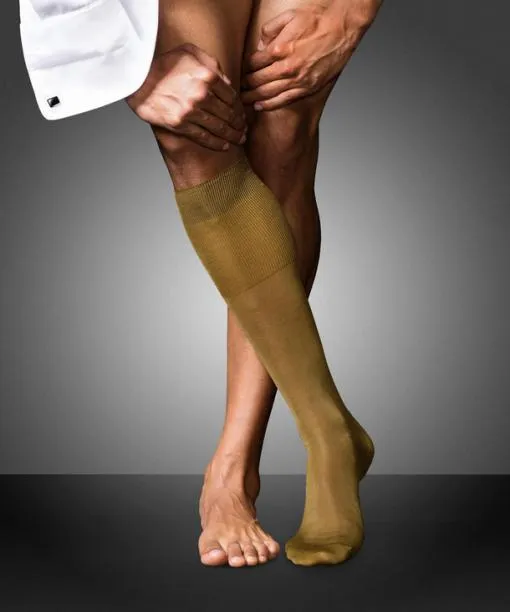 Men No 9 Pure Fil Dcosse Men Kneehigh Socks Brass FALKE Knee High Socks