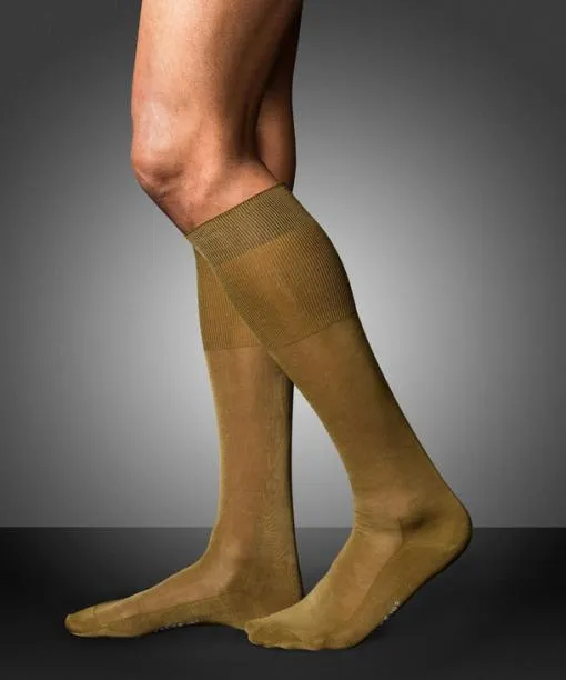 Men No 9 Pure Fil Dcosse Men Kneehigh Socks Brass FALKE Knee High Socks