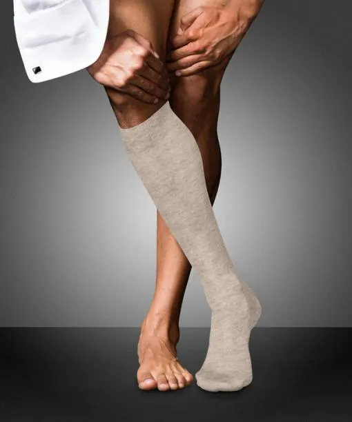 Men No 9 Pure Fil Dcosse Men Kneehigh Socks Wheat Mel FALKE Knee High Socks