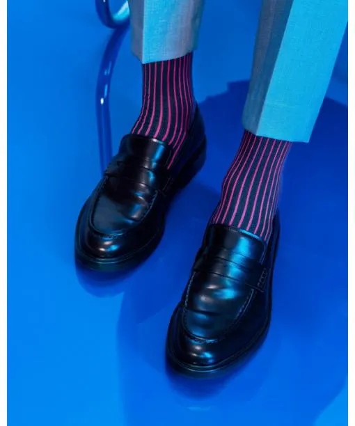 Men Oxford Stripe Men Socks Plum FALKE Socks