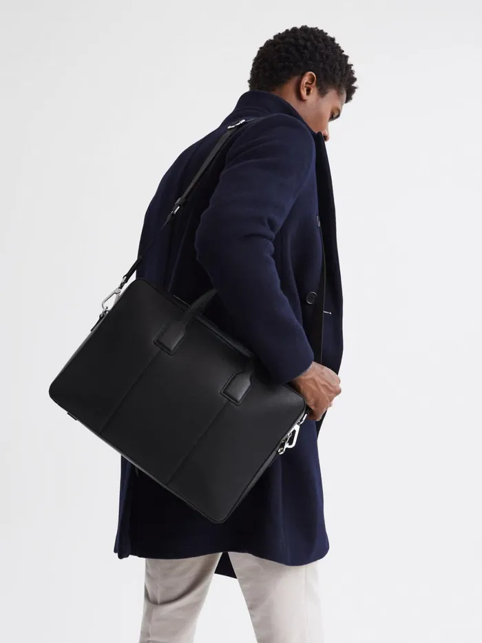 Men Reiss Bags Dominik Leather Briefcase Black