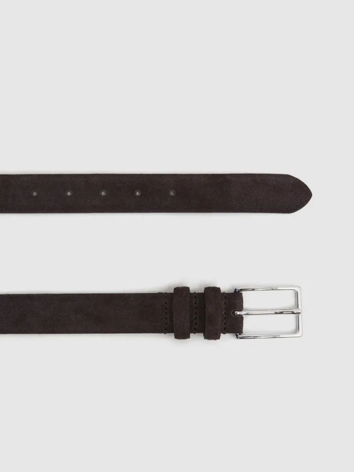 Men Reiss Belts Dante Suede Belt Chocolate