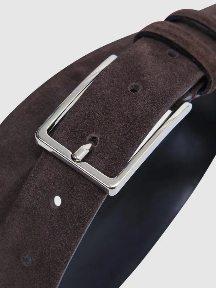 Men Reiss Belts Dante Suede Belt Chocolate