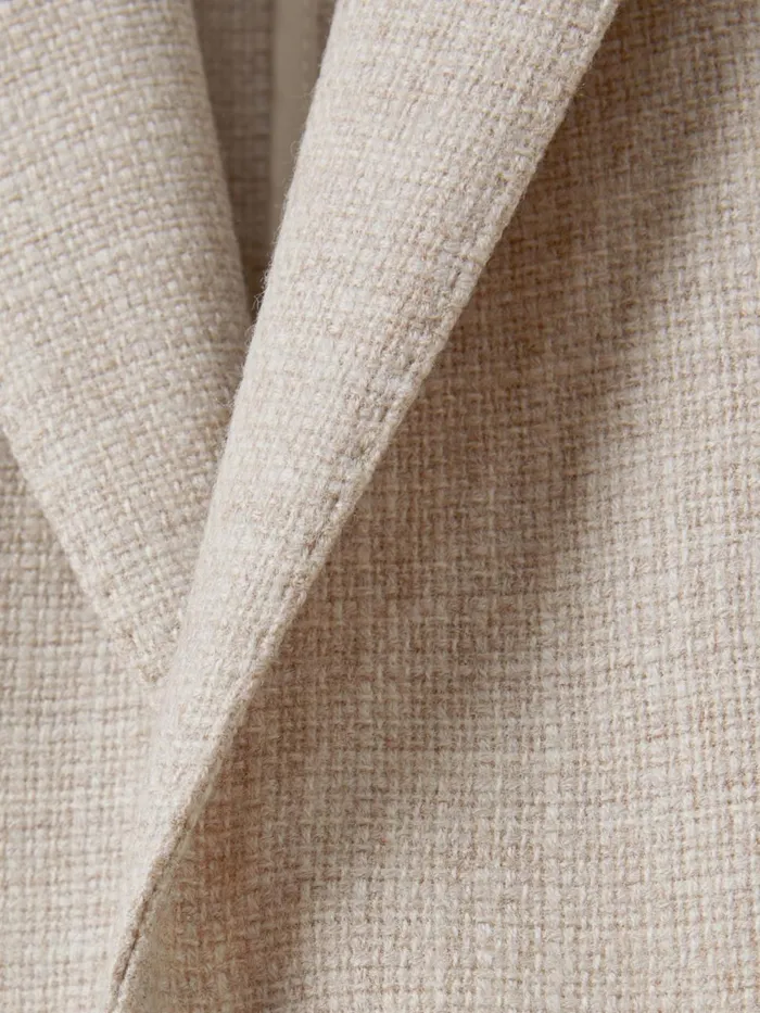 Men Reiss Blazers Attire Slim Fit Textured Wool Blend Blazer Stone