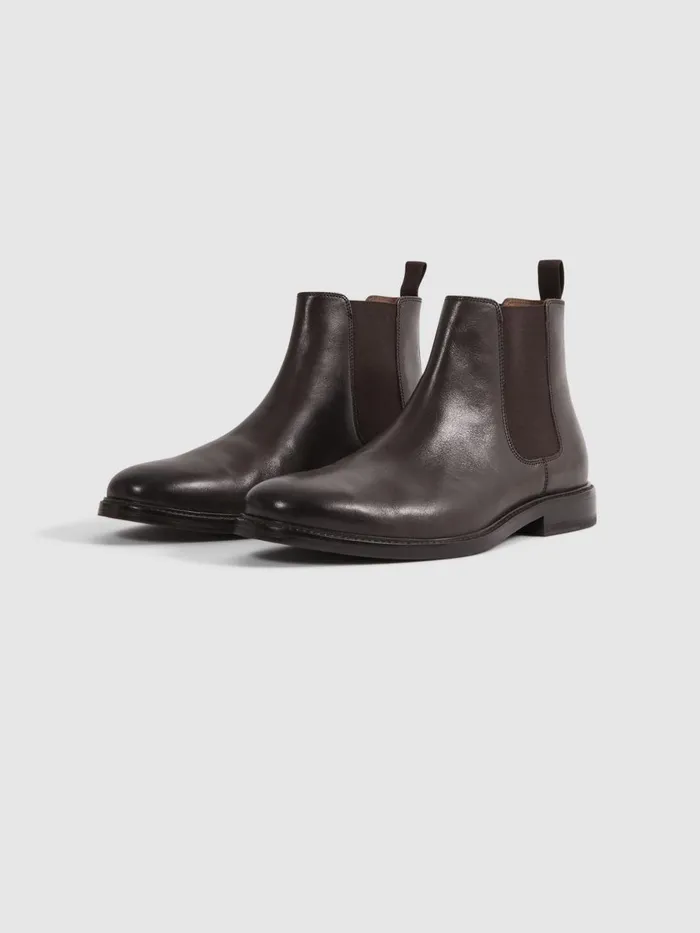 Men Reiss Boots Renor Leather Chelsea Boots Brown