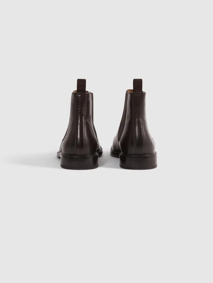 Men Reiss Boots Renor Leather Chelsea Boots Brown