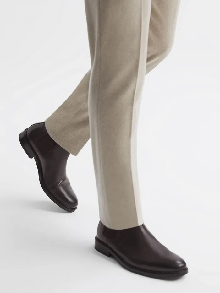 Men Reiss Boots Renor Leather Chelsea Boots Brown
