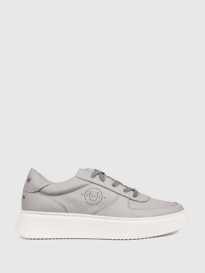 Men Reiss Brands Footwear Leather Marais Trainers Greywhite
