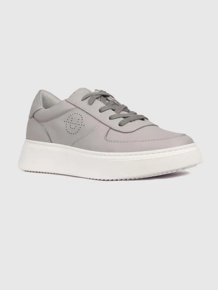 Men Reiss Brands Footwear Leather Marais Trainers Greywhite