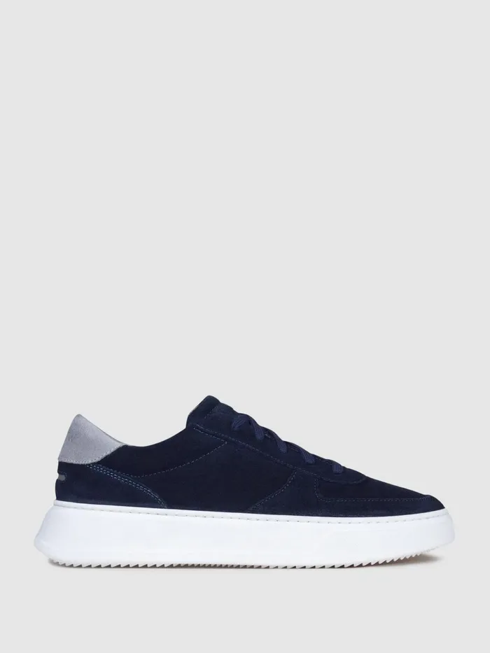 Men Reiss Brands Footwear Suede Marais Trainers Navygrey