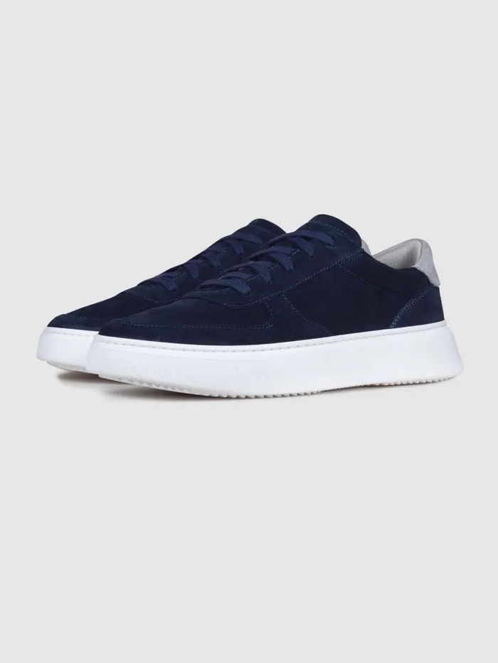 Men Reiss Brands Footwear Suede Marais Trainers Navygrey