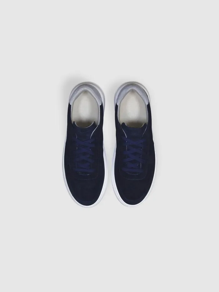 Men Reiss Brands Footwear Suede Marais Trainers Navygrey