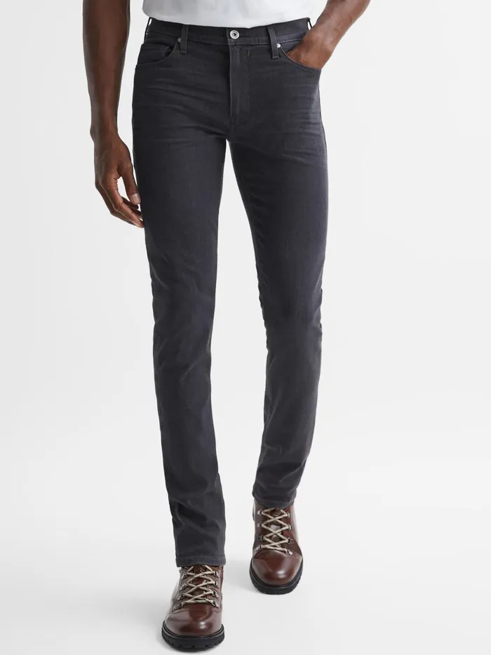 Men Reiss Brands High Slim Fit Stretch Jeans Black