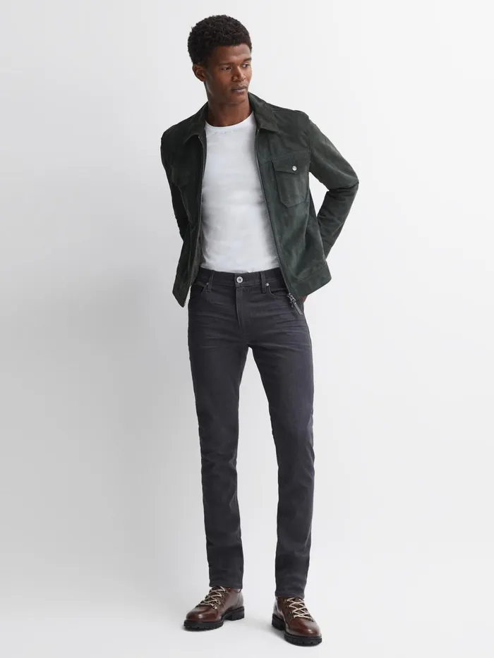 Men Reiss Brands High Slim Fit Stretch Jeans Black