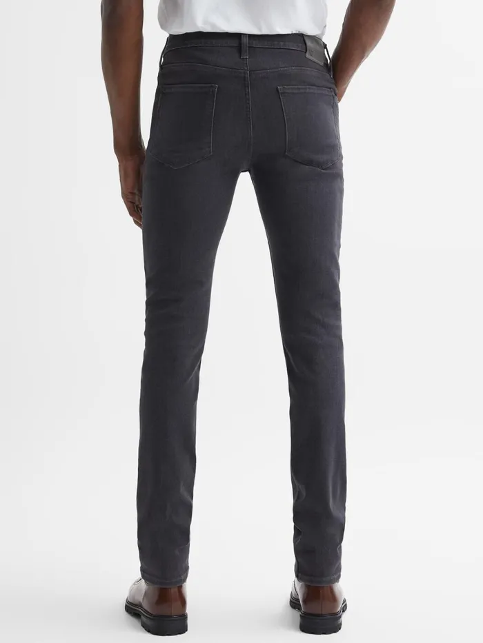 Men Reiss Brands High Slim Fit Stretch Jeans Black