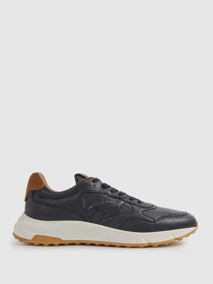 Men Reiss Brands Leather Chunky Trainers Blue