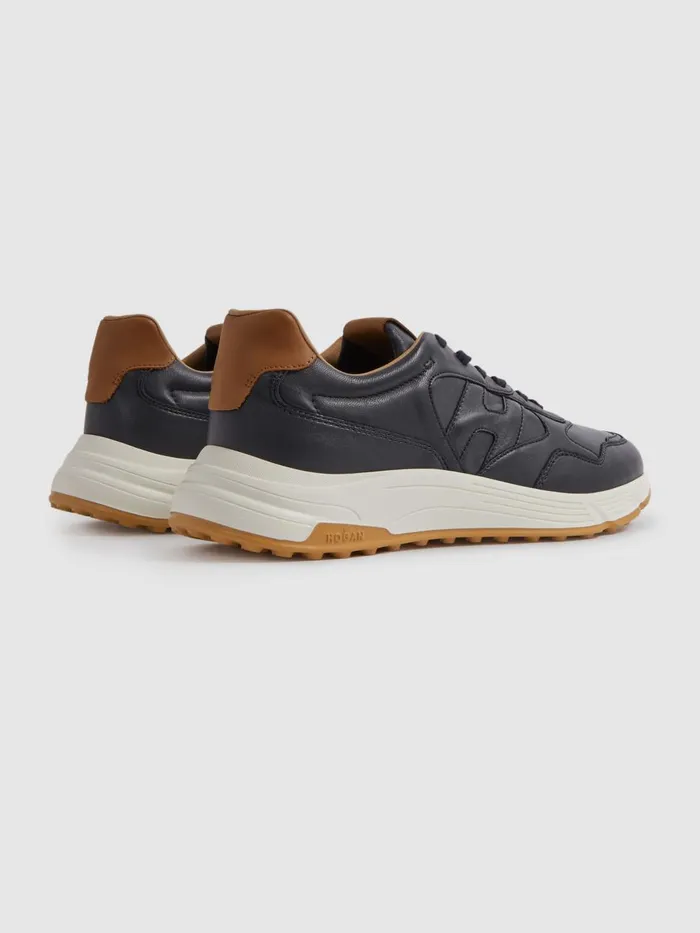 Men Reiss Brands Leather Chunky Trainers Blue