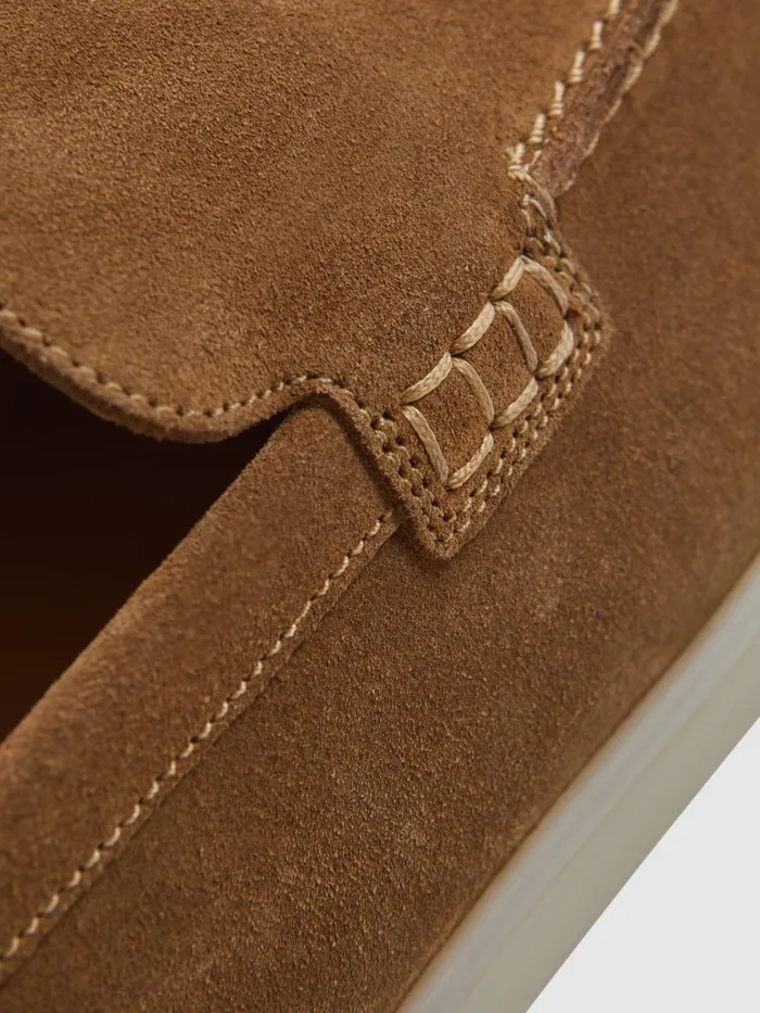 Men Reiss Casual Shoes Kason Suede SlipOn Loafers Stone