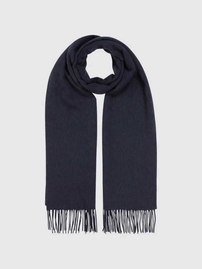 Men Reiss Hats Gloves and Scarves Picton Cashmere Blend Scarf Navy