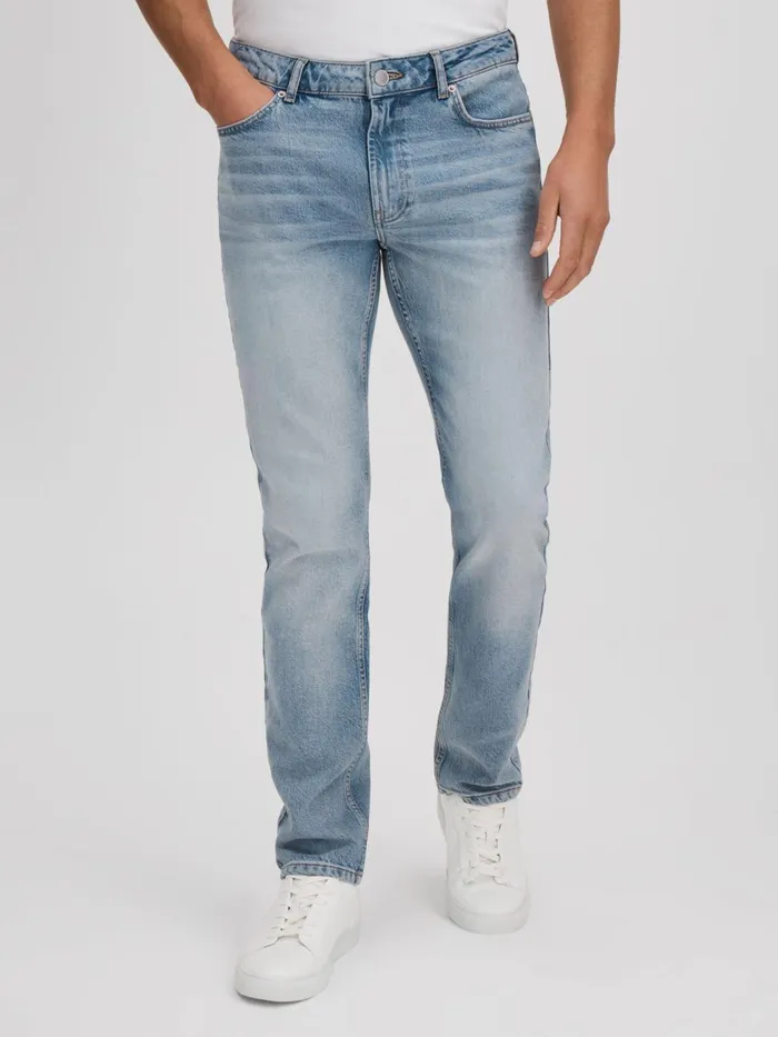 Men Reiss Jeans Ordu Slim Fit Washed Jeans Light Blue