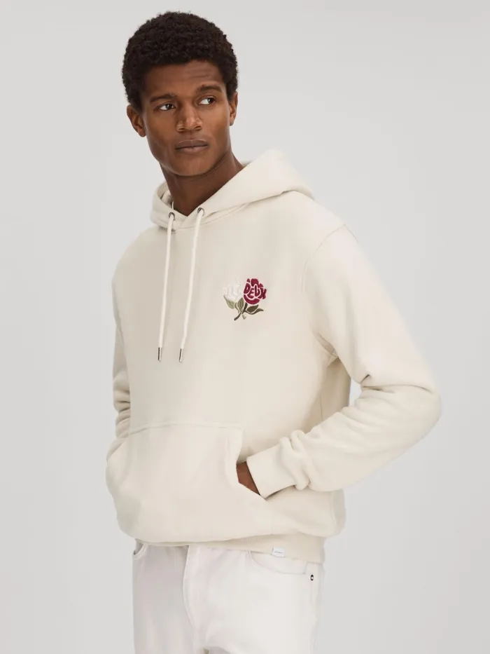 Men Reiss Knitwear Deux Cotton Hoodie Ivory