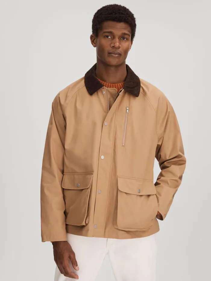 Men Reiss Outerwear and Coats Deux Water Resistant Canvas ZipThrough Jacket Camel Men Reiss Outerwear and Coats Deux Water Resistant Canvas ZipThrough Jacket Camel