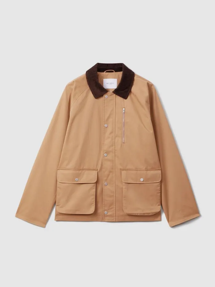 Men Reiss Outerwear and Coats Deux Water Resistant Canvas ZipThrough Jacket Camel