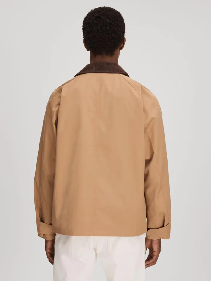 Men Reiss Outerwear and Coats Deux Water Resistant Canvas ZipThrough Jacket Camel