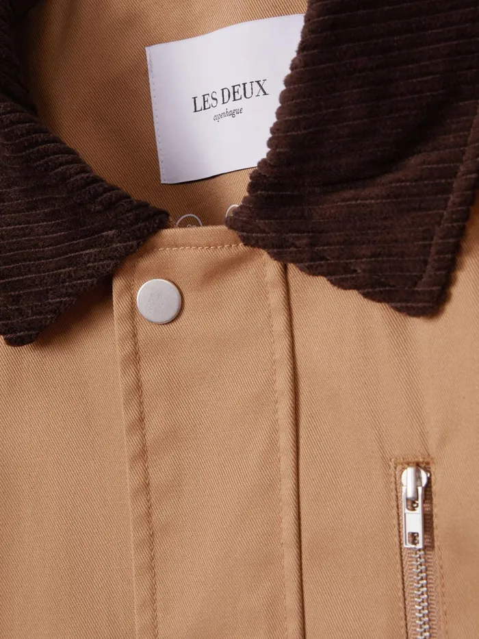 Men Reiss Outerwear and Coats Deux Water Resistant Canvas ZipThrough Jacket Camel