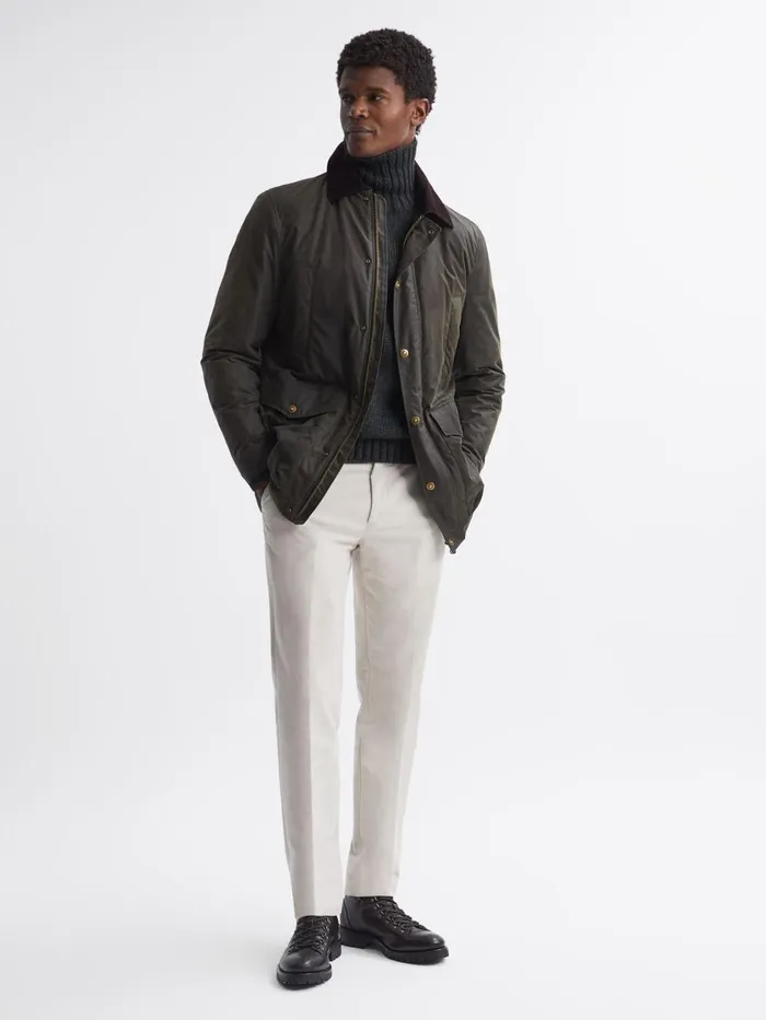 Men Reiss Outerwear and Coats Jacobson Waxed Field Jacket Green Cervo