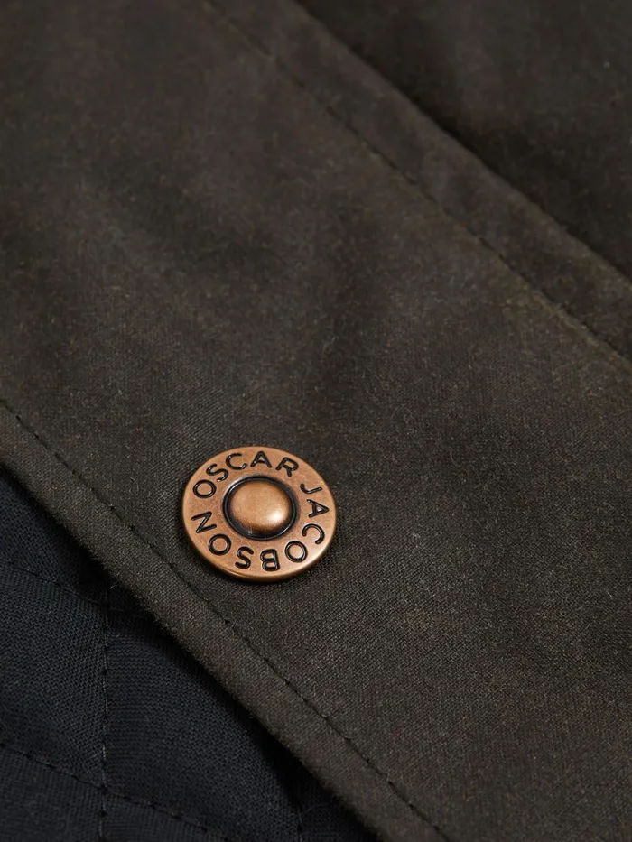 Men Reiss Outerwear and Coats Jacobson Waxed Field Jacket Green Cervo