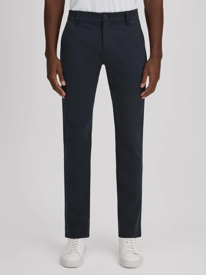Men Reiss Pants Mid Rise Trousers Deep Anchor
