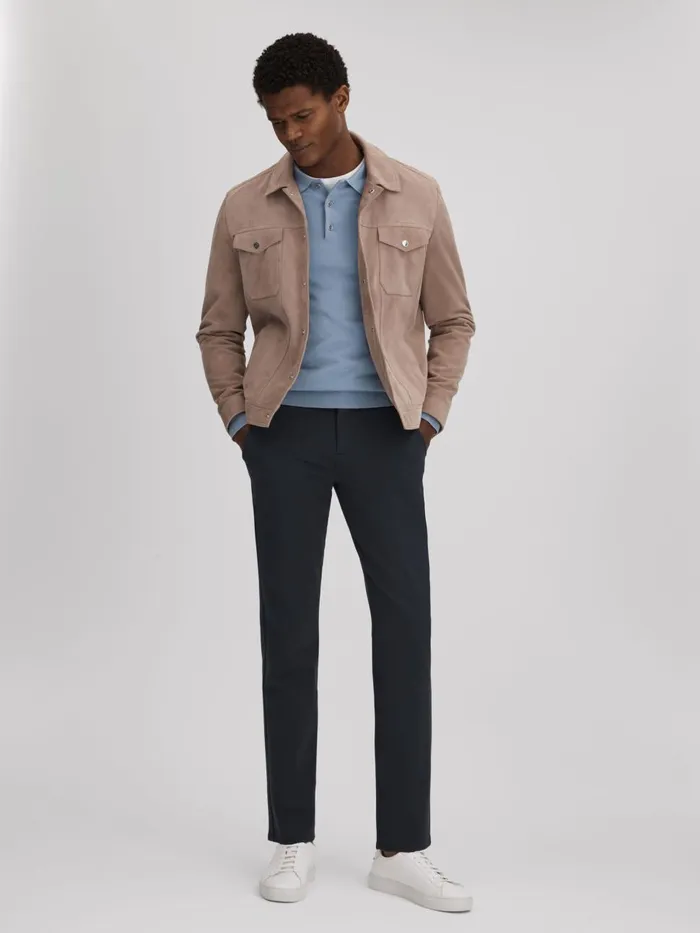 Men Reiss Pants Mid Rise Trousers Deep Anchor