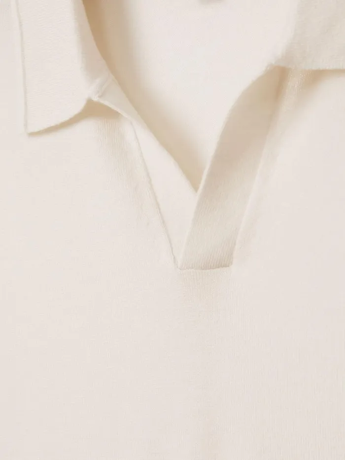 Men Reiss Polo Shirts Duchie Merino Wool Open Collar Polo Shirt Snow