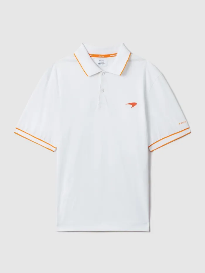 Men Reiss Polo Shirts F1 Mercerised Cotton Polo Shirt White