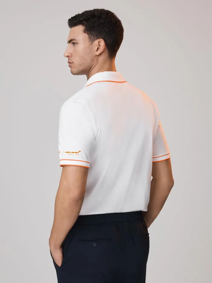Men Reiss Polo Shirts F1 Mercerised Cotton Polo Shirt White
