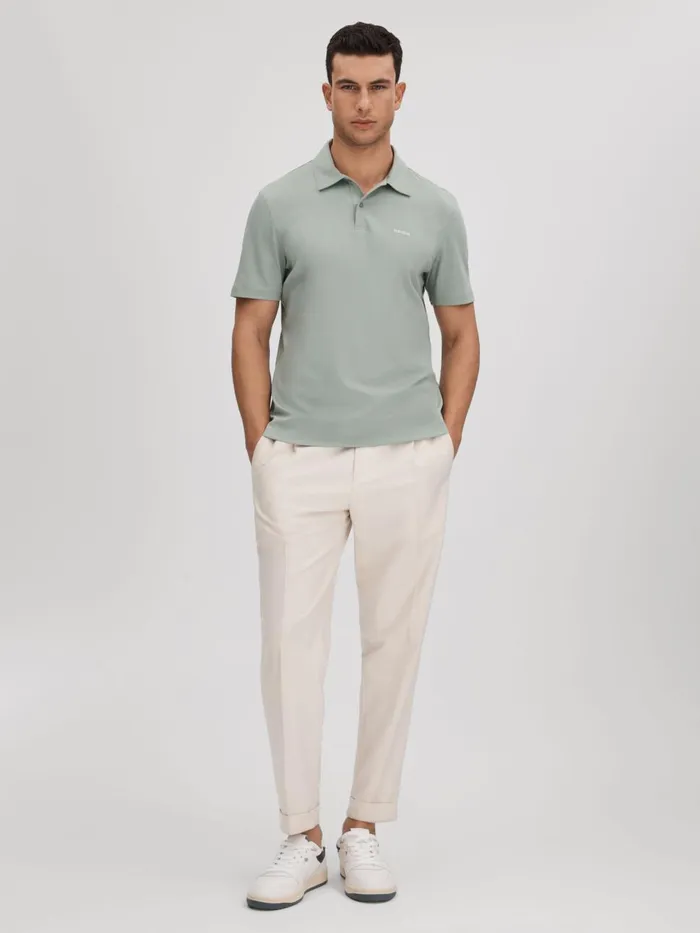 Men Reiss Polo Shirts Owens Slim Fit Cotton Polo Shirt Sage