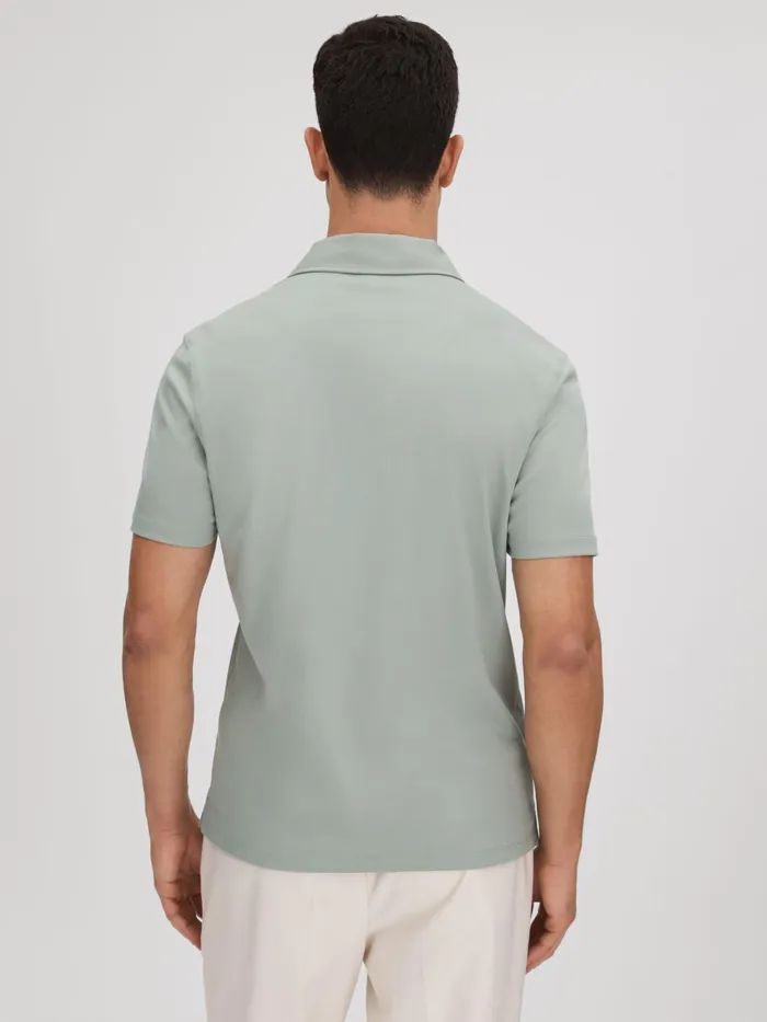 Men Reiss Polo Shirts Owens Slim Fit Cotton Polo Shirt Sage