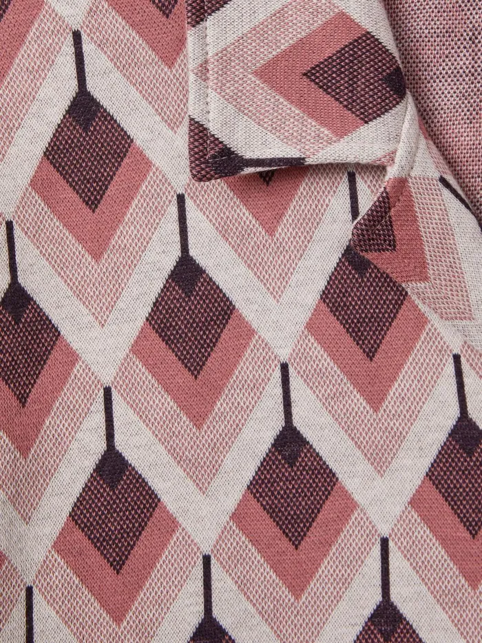 Men Reiss Shirts Beech Cotton Blend Jacquard Cuban Collar Shirt Pink Multi