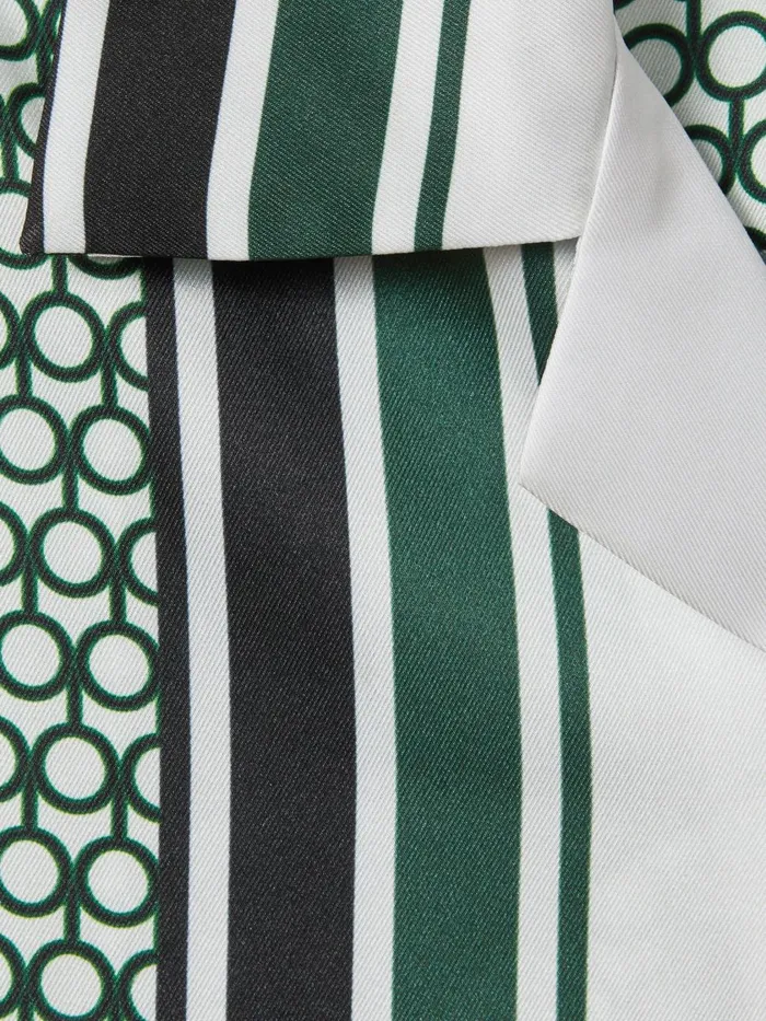 Men Reiss Shirts Blair Geometric Print Cuban Collar Shirt Whitegreen