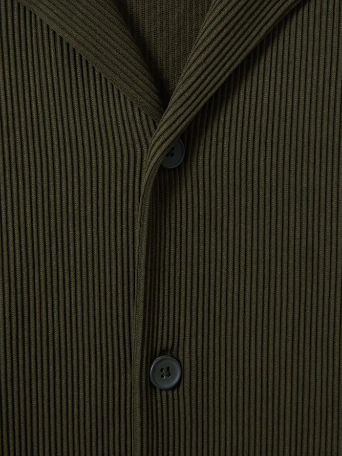 Men Reiss Shirts Chase Ribbed Cuban Collar Shirt Green