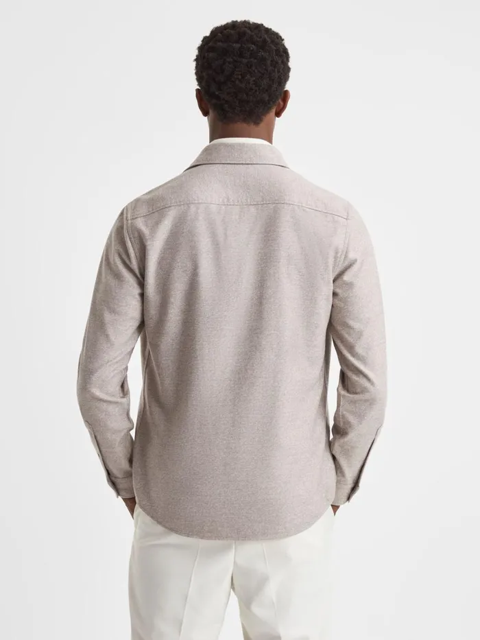 Men Reiss Shirts Chaser ButtonThrough Twin Pocket Overshirt Wheat Melange