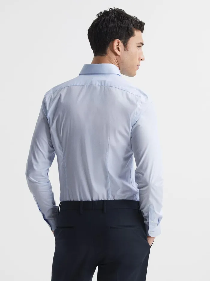 Men Reiss Shirts Kiana Slim Fit Cotton Blend Shirt Blue