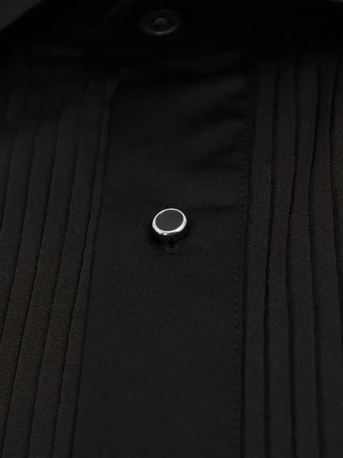 Men Reiss Shirts Marcel Slim Fit Cotton Marcella Tuxedo Shirt Black